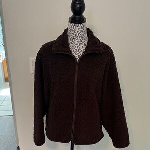 Athleta Brown Sherpa Zip-Up Hoodie